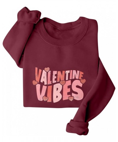 Women's Valentines Day Shirts Loose Printed Hooded Sweatshirt Casual Fashion Sports Shirts, S-4XL 3-wine $9.17 Bodysuits