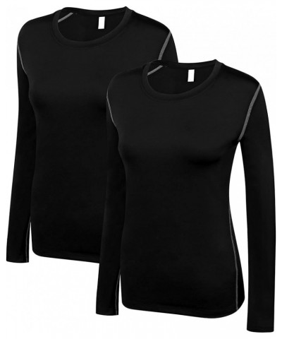 Women's 2-3 Pack Compression Shirt Dry Fit Long Sleeve Running Athletic T-Shirt Workout Tops 2 Pack Black $12.39 Activewear