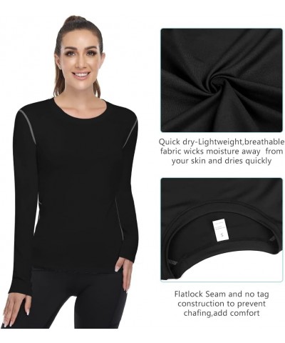 Women's 2-3 Pack Compression Shirt Dry Fit Long Sleeve Running Athletic T-Shirt Workout Tops 2 Pack Black $12.39 Activewear