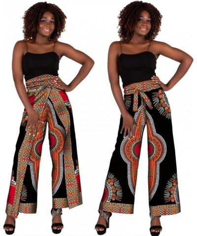 African Print Pants for Women Casual Side Split Wide Leg Color_4 $24.19 Pants