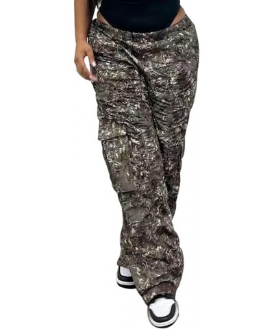 Women's Cargo Jogger Pants Elastic High Waist Baggy Army Fatigue Cargo Pants Straight Wide Leg Work Trousers Cblack $18.35 Pants