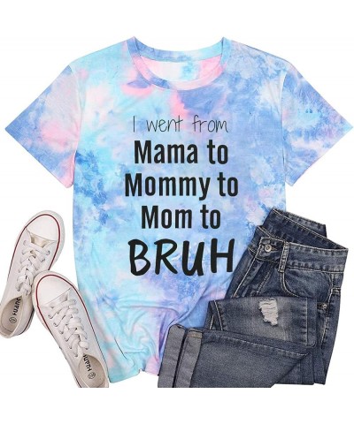 Women Mama Letter Print Shirt Mama Mommy Mom Bruh Shirt Mothers Day T Shirt Gift Funny Mom Tee Top Tie Dye $10.19 T-Shirts