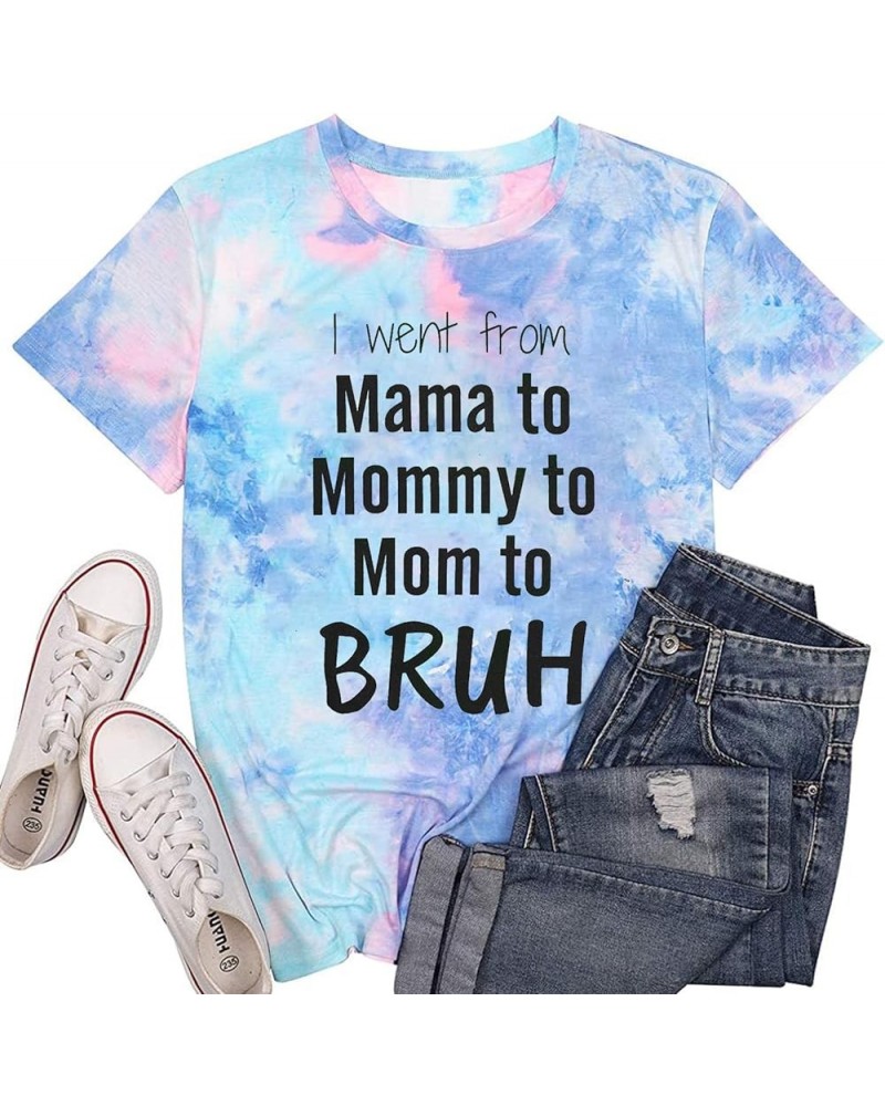 Women Mama Letter Print Shirt Mama Mommy Mom Bruh Shirt Mothers Day T Shirt Gift Funny Mom Tee Top Tie Dye $10.19 T-Shirts