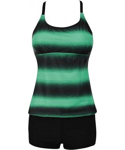 Bathing Suit for Women Two Piece Modest Tankini Swimsuits Floral Print Sleeveless Swim Suits Tank Top with Boyshorts 08 Green...