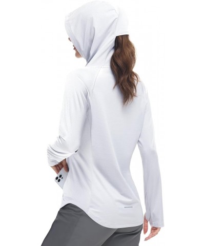 Women's UPF 50 Hoodie Shirt Long Sleeve Hiking Running Outdoor Fishing UV Lightweight Sun Protection Shirts Zip Pocket White ...