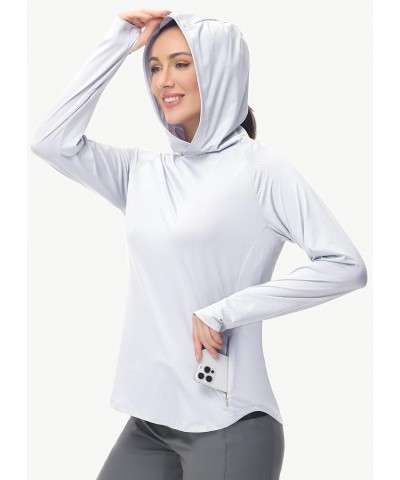 Women's UPF 50 Hoodie Shirt Long Sleeve Hiking Running Outdoor Fishing UV Lightweight Sun Protection Shirts Zip Pocket White ...