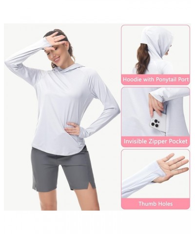 Women's UPF 50 Hoodie Shirt Long Sleeve Hiking Running Outdoor Fishing UV Lightweight Sun Protection Shirts Zip Pocket White ...