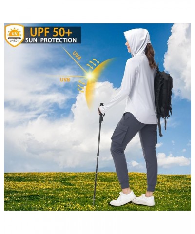 Women's UPF 50 Hoodie Shirt Long Sleeve Hiking Running Outdoor Fishing UV Lightweight Sun Protection Shirts Zip Pocket White ...