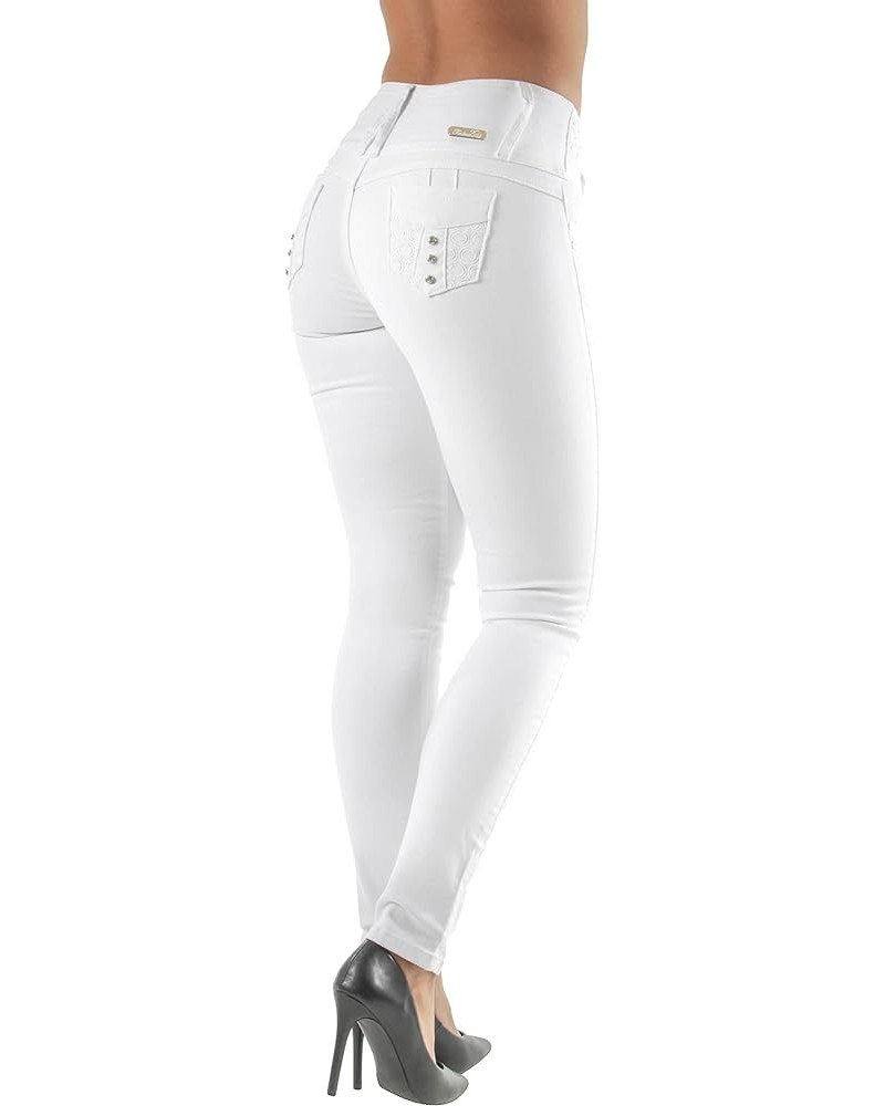 Women's Juniors Colombian Design Butt Lift Push Up Skinny Jeans (0030) White (Pj-0030) $22.08 Jeans