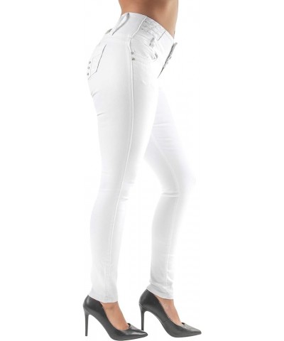 Women's Juniors Colombian Design Butt Lift Push Up Skinny Jeans (0030) White (Pj-0030) $22.08 Jeans