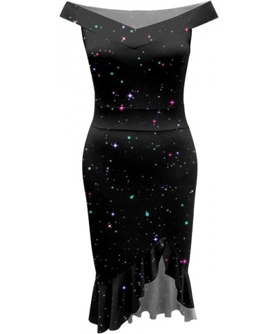 Women's Cocktail Dresses Solid Color Sexy Sequin Slit One Shoulder Evening Prom Homecoming Dress, S-3XL F-black $8.54 Dresses