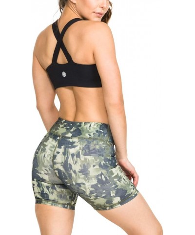 Women's 5" Stretch Yoga Shorts - Fitness, WOD, Yoga, Running, Army Brush $11.79 Activewear