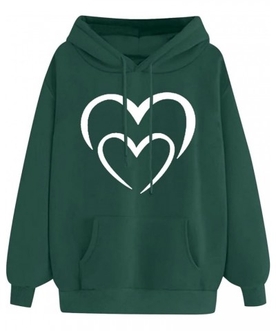 Hoodies for Women Funny Heart Print Drawstring Pullover Loose Fit Long Sleeve Casual Sweatshirs Teen Girls Clothes 3 Green $8...