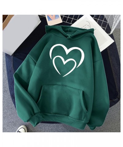 Hoodies for Women Funny Heart Print Drawstring Pullover Loose Fit Long Sleeve Casual Sweatshirs Teen Girls Clothes 3 Green $8...