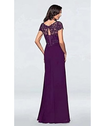 Women's Mother of The Bride Dresses with Sleeves V-Neck Lace Chiffon A-Line Evening Party Formal Gowns Plus Size Fuchsia $28....