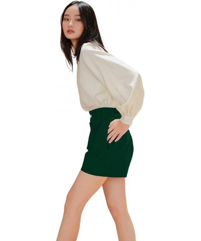 Women High Waisted Linen Shorts with Pockets Hourglass Linen Relaxed Shorts Dark Green $17.88 Shorts