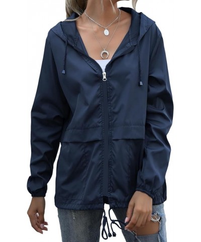 Rain Jackets for Women Waterproof Lightweight Raincoat Packable Breathable Hooded Windbreaker With Pockets For Outdoor Dark B...