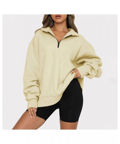 Fall Sweatshirts For Women Casual Plus Size Quarter Zip Pullover Women Fashion Women'S Fashion Hoodies & Sweatshirts 1-khaki ...