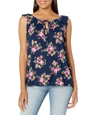 Women's Sleeveless Peasant Top with Tie Neck Flrlnay $9.08 Blouses