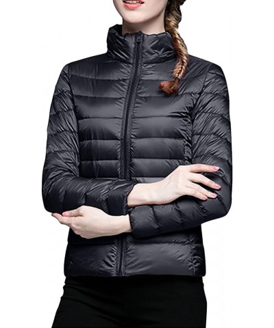 Womens Puffer Jacket with Hood Lightweight Packable Insulated Down Coat Waterproof Windproof Outdoor Rain Jackets A4-black $1...