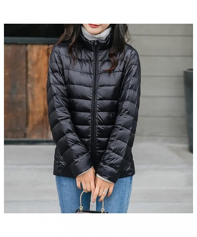 Womens Puffer Jacket with Hood Lightweight Packable Insulated Down Coat Waterproof Windproof Outdoor Rain Jackets A4-black $1...