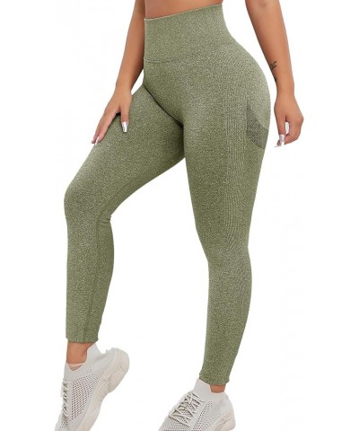 Seamless Scrunch Butt Lifting Leggings for Women Tummy Control High Waisted Gym Workout Yoga Pants Olive Green $14.10 Leggings