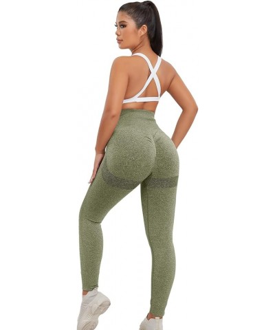 Seamless Scrunch Butt Lifting Leggings for Women Tummy Control High Waisted Gym Workout Yoga Pants Olive Green $14.10 Leggings