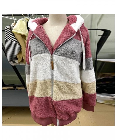 Winter Coats for Women Fashion Plus Size Sharpa Jacket Fleece Warm Hoodie Outwear Plush Sweatshirt Thick Fuzzy Tops D Red $13...