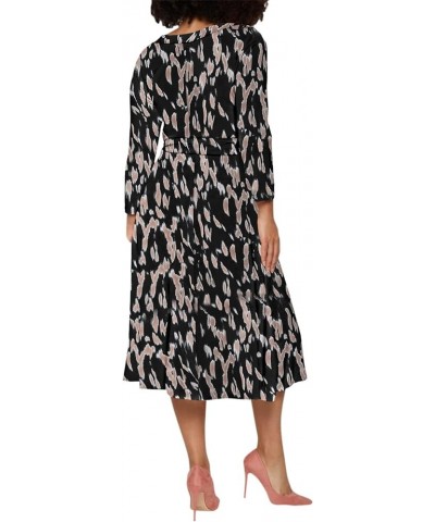 Women's Plus Size 3/4 Sleeve Faux Wrap Floral Dress with Belt Camel Print $10.75 Dresses