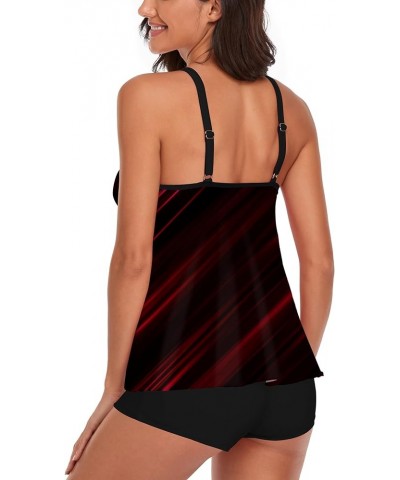 Women's Bathing Suits Swimsuits Tankini Sets for Two Piece Blouson Tank Top with Boyshorts Black & Red Light $25.64 Swimsuits