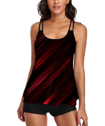 Women's Bathing Suits Swimsuits Tankini Sets for Two Piece Blouson Tank Top with Boyshorts Black & Red Light $25.64 Swimsuits