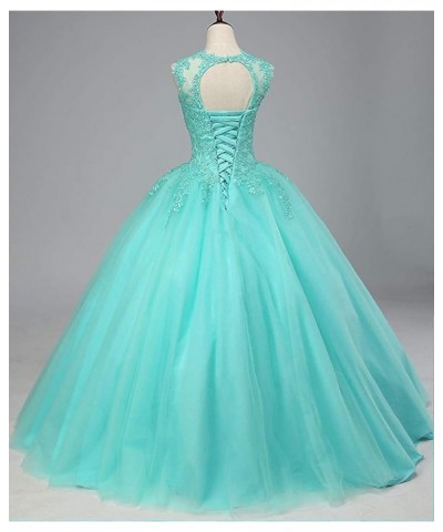 Women's Sleeveless Beaded Lace Quinceanera Dresses Sweet 16 Puffy Tulle Prom Ball Gown Mint,green $44.75 Dresses