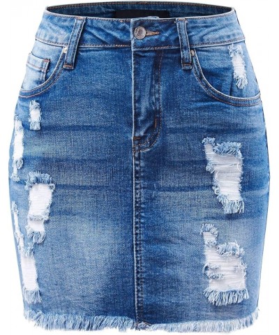 Women Popular Mid Waisted Stretch Comfy Denim Mini Skirt w Pockets A Medium $10.23 Skirts