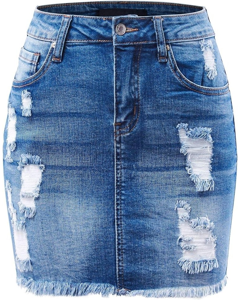 Women Popular Mid Waisted Stretch Comfy Denim Mini Skirt w Pockets A Medium $10.23 Skirts