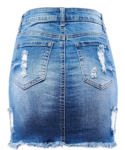 Women Popular Mid Waisted Stretch Comfy Denim Mini Skirt w Pockets A Medium $10.23 Skirts