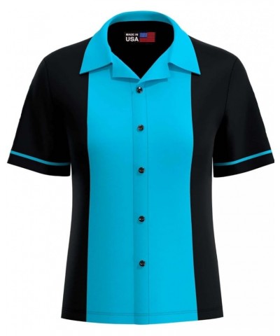 Classic 50's Womens Retro Bowling Shirt Classic 50's - 5 Colors Turquoise $27.88 Blouses