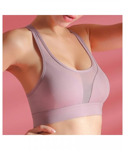 Racerback Sports Bras for Women Padded High Impact Support for Yoga Gym Running Fitness Rope Skipping Boxing Style8-light Pur...