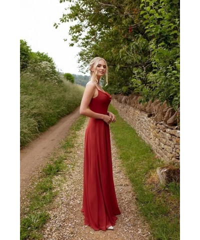 Chiffon Bridesmaid Dresses for Women Long Spaghetti Straps Cowl Neck A Line Sleeveless Open Back Formal Dress Gold $22.13 Dre...