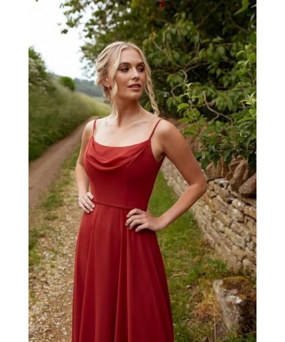 Chiffon Bridesmaid Dresses for Women Long Spaghetti Straps Cowl Neck A Line Sleeveless Open Back Formal Dress Gold $22.13 Dre...