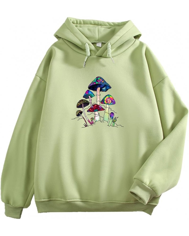 Cute Colorful Mushroom Hoodie for Women Psychedelic Fungi Plants Graphic Sweatshirt Long Sleeve Fleece Pullover Green $13.98 ...