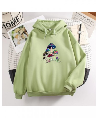 Cute Colorful Mushroom Hoodie for Women Psychedelic Fungi Plants Graphic Sweatshirt Long Sleeve Fleece Pullover Green $13.98 ...