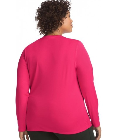 Women's Plus Size Active Cooldri Long Sleeve V-Neck Tee Purple Reef $11.21 Activewear