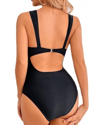 Women One Piece Swimsuit Cut Out Monokini Tummy Control Color Block Swimwear Bunny Tie Leopard Print Bathing Suit Black $10.3...