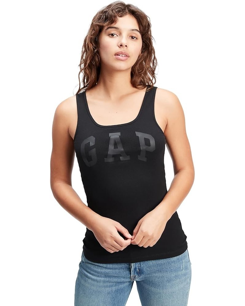 Women's Ribbed Tank Top Logo True Black $4.69 Tanks