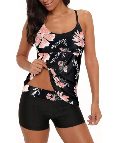 Tankini Swimsuits for Women Two Piece Bathing Suits Tankini Top with Boyshorts Swimwear for Women Pink Print $14.72 Swimsuits