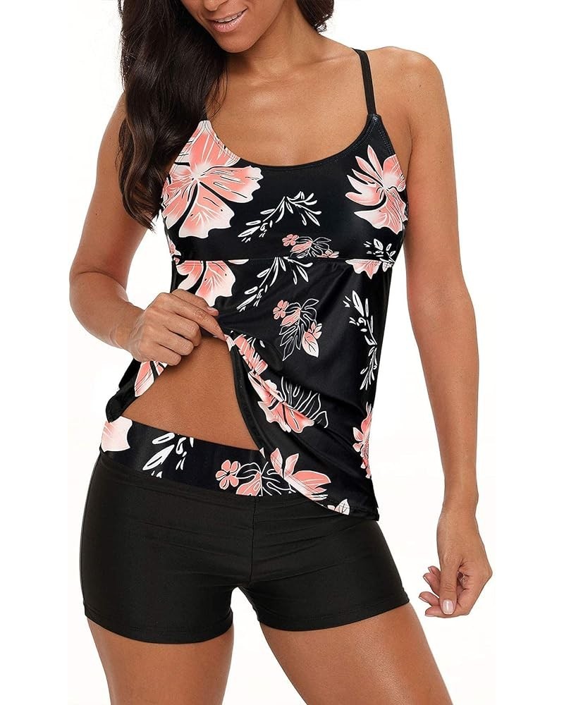 Tankini Swimsuits for Women Two Piece Bathing Suits Tankini Top with Boyshorts Swimwear for Women Pink Print $14.72 Swimsuits