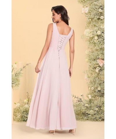 V-Neck Bridesmaid Dress Long with Slit Chiffon A-line Pleated Formal Dresses for Women WD1932P Yellow $24.79 Dresses