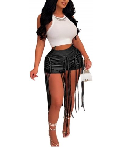 Women Summer Sexy Faux Leather Biker Shorts Stretch High Waist Shinny Slim Short Hot Pant Party Black220488 $7.94 Shorts