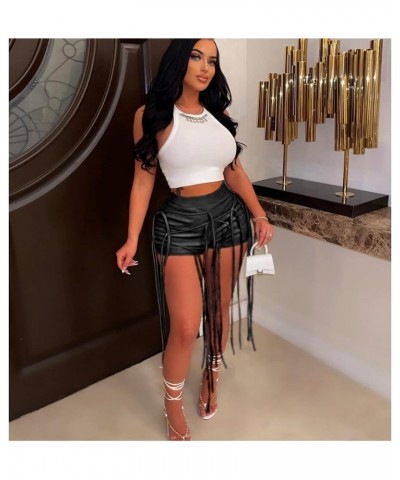 Women Summer Sexy Faux Leather Biker Shorts Stretch High Waist Shinny Slim Short Hot Pant Party Black220488 $7.94 Shorts