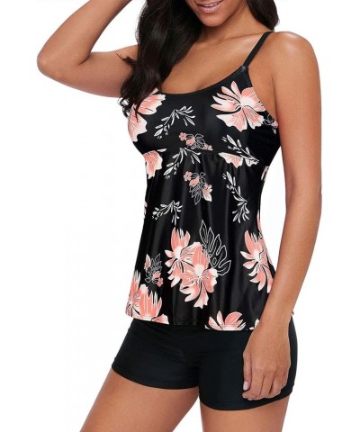 Tankini Swimsuits for Women Two Piece Bathing Suits Tankini Top with Boyshorts Swimwear for Women Pink Print $14.72 Swimsuits